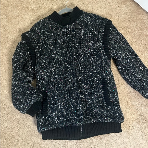 Vintage 90s Karizma Black Speckled Wool Bomber Jacket (Size S/M) - Picture 12 of 15